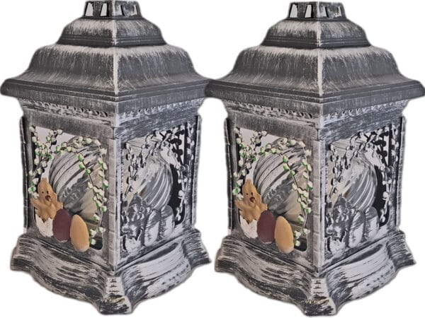 ZNICZ ZNICZE LAMPION NA GRÓB ZESTAW 2 SZTUKI 2070 WIELKANOC SREBRO +WKŁAD
