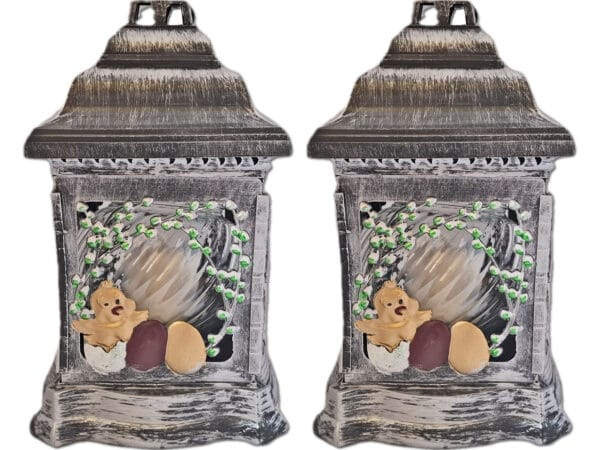 ZNICZ ZNICZE LAMPION NA GRÓB ZESTAW 2 SZTUKI 2070 WIELKANOC SREBRO +WKŁAD