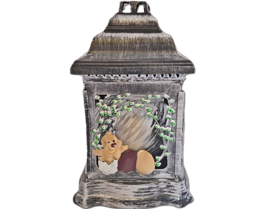 ZNICZ ZNICZE LAMPION NA GRÓB 2070 WIELKANOC SREBRO +WKŁAD