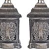 ZNICZ ZNICZE LAMPION NA GRÓB ZESTAW 2 SZTUKI 2070 KRZYŻ SREBRO +WKŁAD
