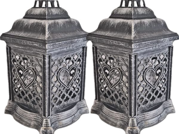 ZNICZ ZNICZE LAMPION NA GRÓB ZESTAW 2 SZTUKI 2070 SERCE SREBRO +WKŁAD