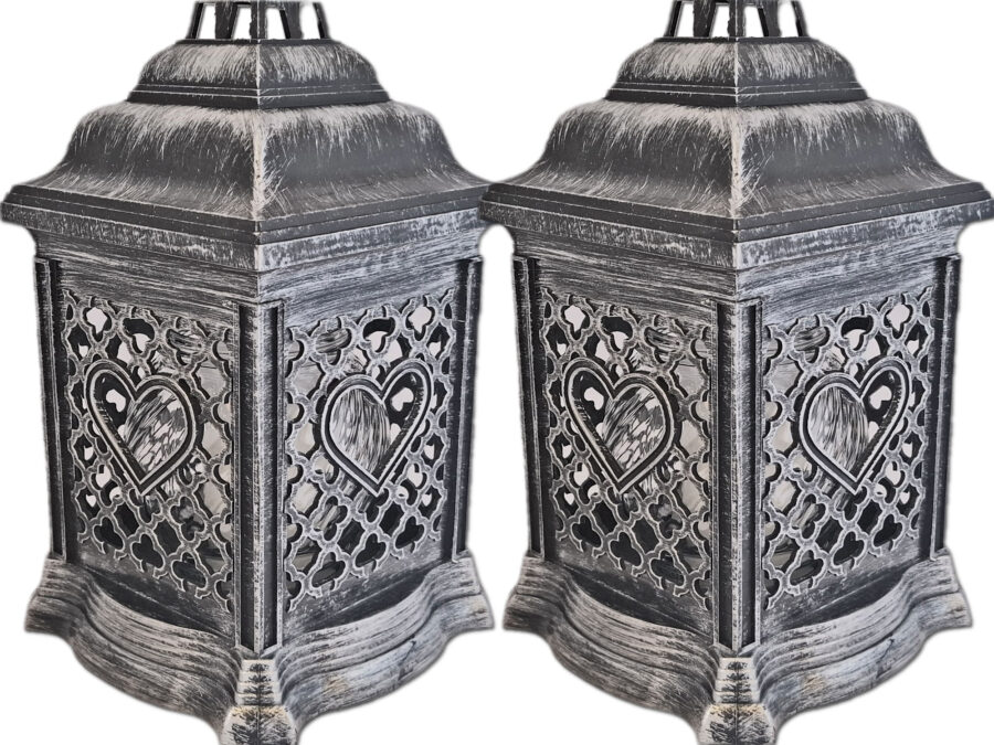 ZNICZ ZNICZE LAMPION NA GRÓB ZESTAW 2 SZTUKI 2070 SERCE SREBRO +WKŁAD