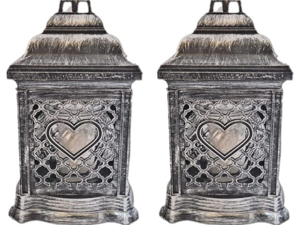 ZNICZ ZNICZE LAMPION NA GRÓB ZESTAW 2 SZTUKI 2070 SERCE SREBRO +WKŁAD