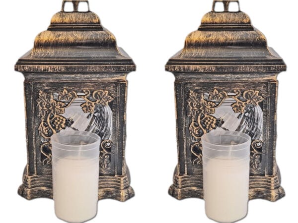 ZNICZ ZNICZE LAMPION NA GRÓB ZESTAW 2 SZTUKI 2070 WINOGRONO ZŁOTO +WKŁAD