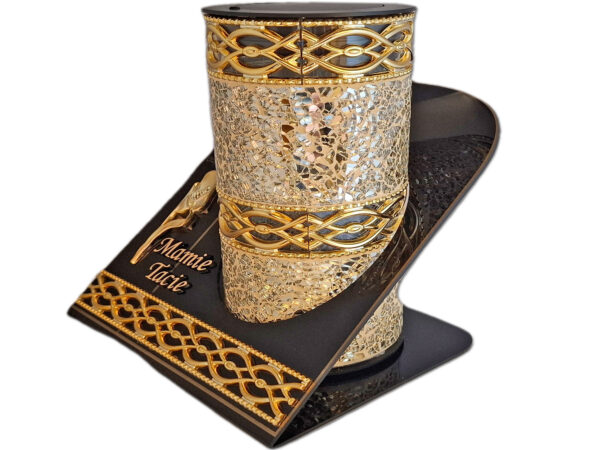 MAMA TATA SOLAR SOLARNY FOTOWOLTAICZNY ZNICZ LAMPION AKR TUBA ZŁOTO LUSTRZANE