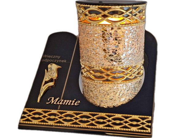 MAMA MAMIE SOLAR SOLARNY FOTOWOLTAICZNY ZNICZ LAMPION AKR TUBA ZŁOTO LUSTRZANE