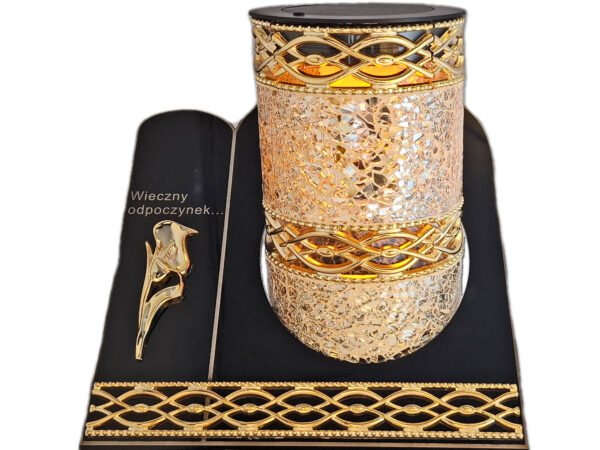 SOLAR SOLARNY FOTOWOLTAICZNY ZNICZ LAMPION AKR TUBA ZŁOTO LUSTRZANE