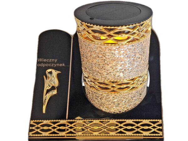 SOLAR SOLARNY FOTOWOLTAICZNY ZNICZ LAMPION AKR TUBA ZŁOTO LUSTRZANE