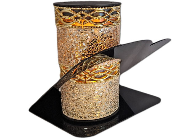 SOLAR SOLARNY FOTOWOLTAICZNY ZNICZ LAMPION AKR TUBA ZŁOTO LUSTRZANE