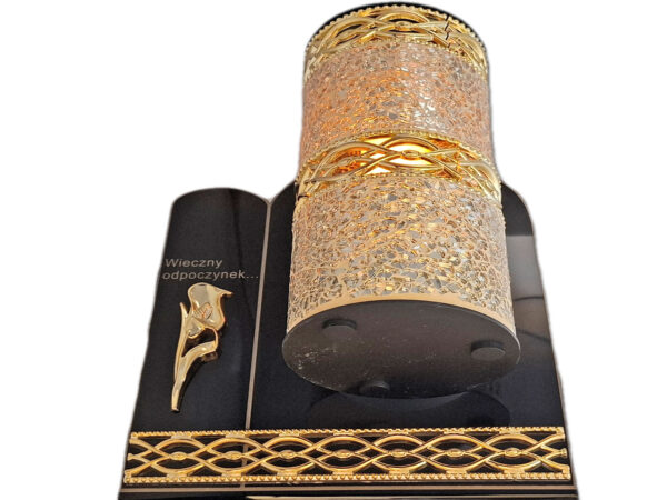 SOLAR SOLARNY FOTOWOLTAICZNY ZNICZ LAMPION AKR TUBA ZŁOTO LUSTRZANE