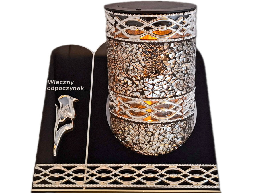 SOLAR SOLARNY FOTOWOLTAICZNY ZNICZ LAMPION AKR TUBA SREBRO