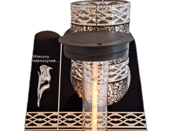 SOLAR SOLARNY FOTOWOLTAICZNY ZNICZ LAMPION AKR TUBA SREBRO