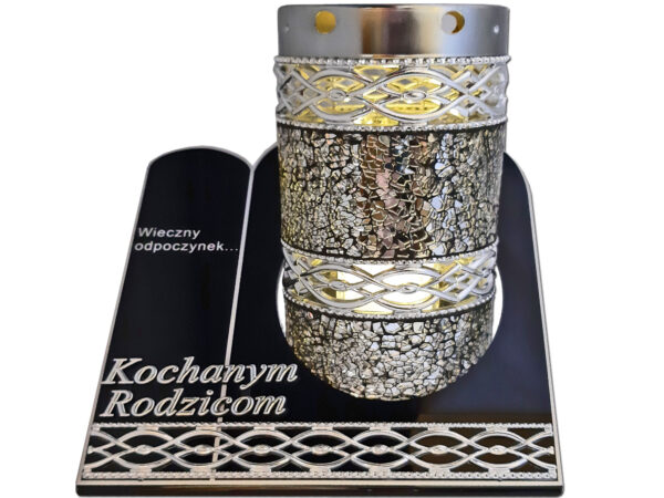 RODZICE RODZICOM ZNICZ LAMPION TUBA MZK SREBRO+ŚWIECA BRK