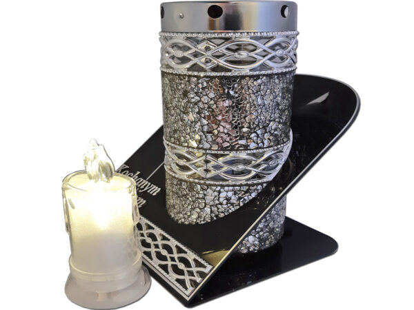 RODZICE RODZICOM ZNICZ LAMPION TUBA MZK SREBRO+ŚWIECA BRK