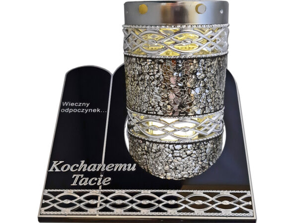 TATA TACIE ZNICZ LAMPION TUBA MZK SREBRO+ŚWIECA BRK