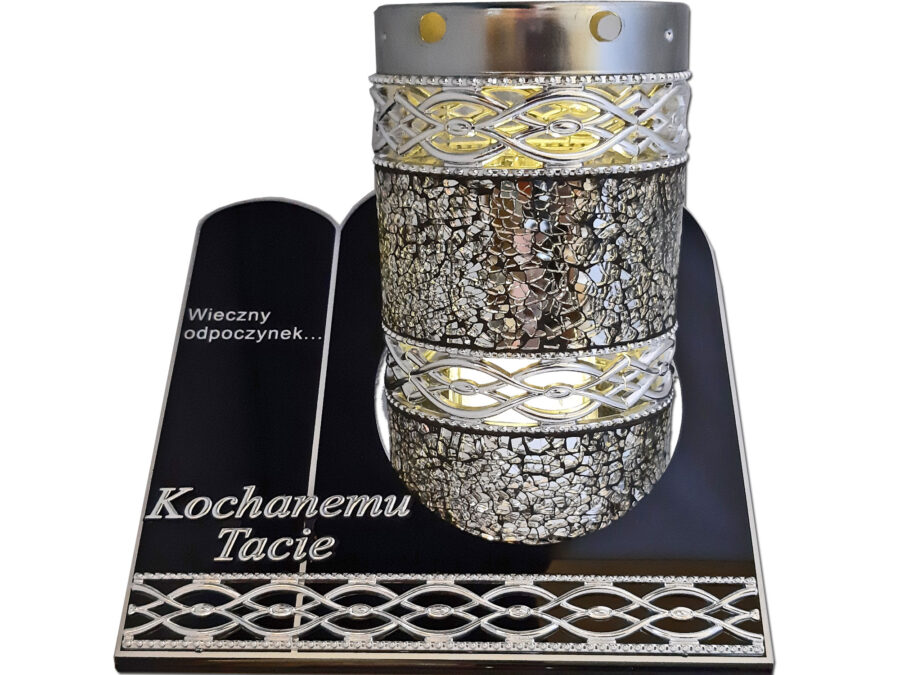 TATA TACIE ZNICZ LAMPION TUBA MZK SREBRO+ŚWIECA BRK