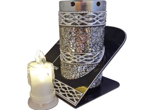 TATA TACIE ZNICZ LAMPION TUBA MZK SREBRO+ŚWIECA BRK