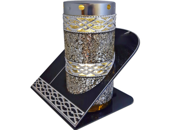 ZNICZ ZNICZE LAMPION NA GRÓB TUBA MZK SREBRO+ŚWIECA BRK