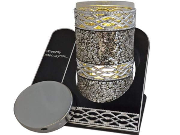 ZNICZ ZNICZE LAMPION NA GRÓB TUBA MZK SREBRO+ŚWIECA BRK