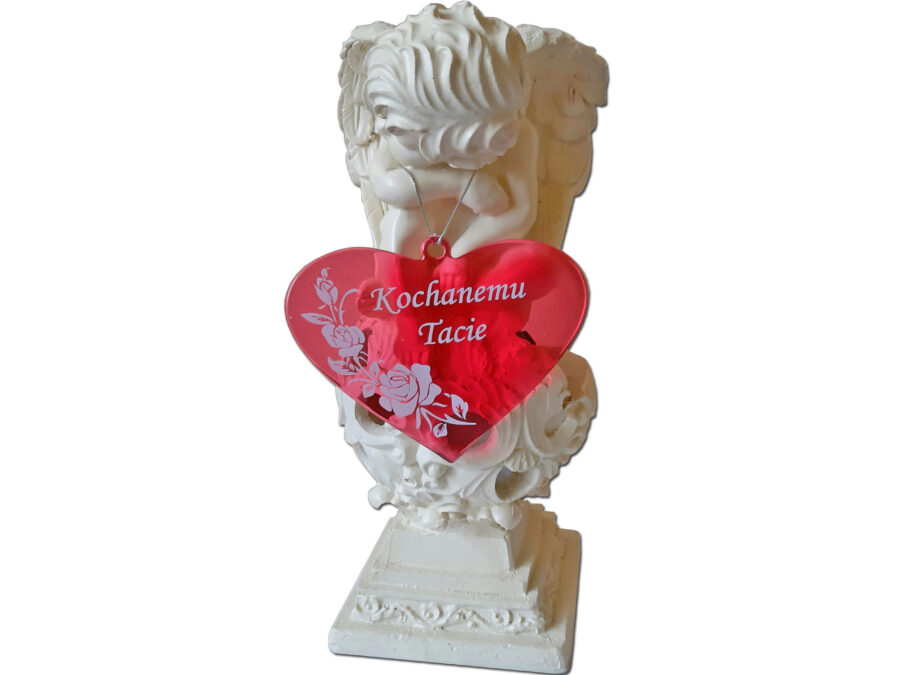TATA TACIE ZNICZ SOLARNY ANIOŁ NA GRÓB SERCE CZERWONE