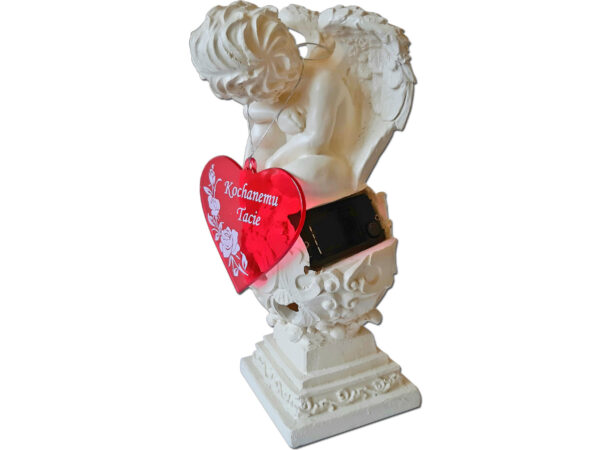 TATA TACIE ZNICZ SOLARNY ANIOŁ NA GRÓB SERCE CZERWONE