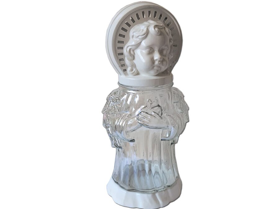 aniol-szklany-glas-maly1.jpg ZNICZ ZNICZE LAMPION NA GRÓB ANIOŁ MAŁY SZKŁO BIAŁY