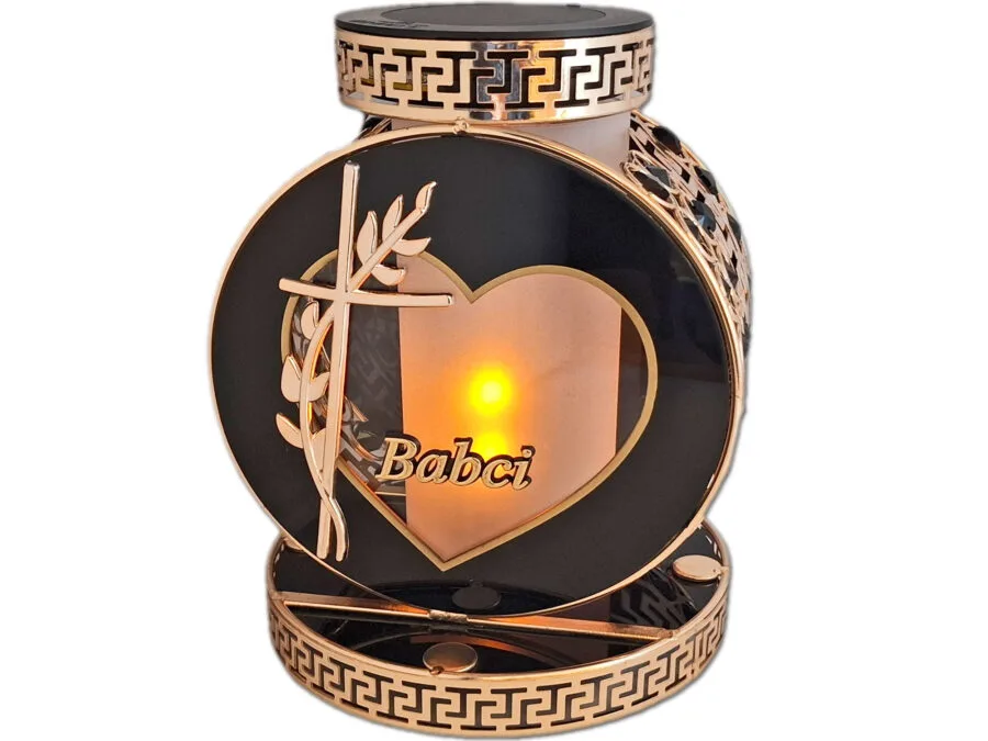 BABCIA BABCI SOLAR FOTOWOLTAICZNY ZNICZ LAMPION VIP KOŁO ZŁ-CZARNE