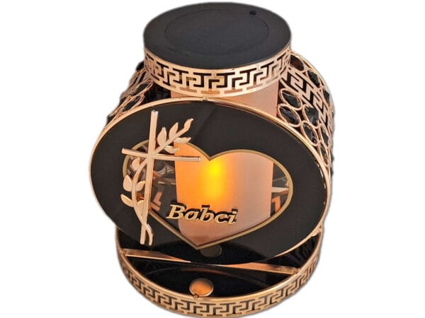 BABCIA BABCI SOLAR FOTOWOLTAICZNY ZNICZ LAMPION VIP KOŁO ZŁ-CZARNE