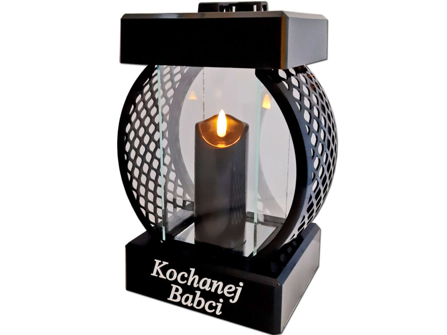 babc-sre-kolo-rat-sw-c1.jpg BABCIA BABCI SR ZNICZ LAMPION KOŁO RTN GŁADKI CZARNY+ŚWIECA LED CZARNA