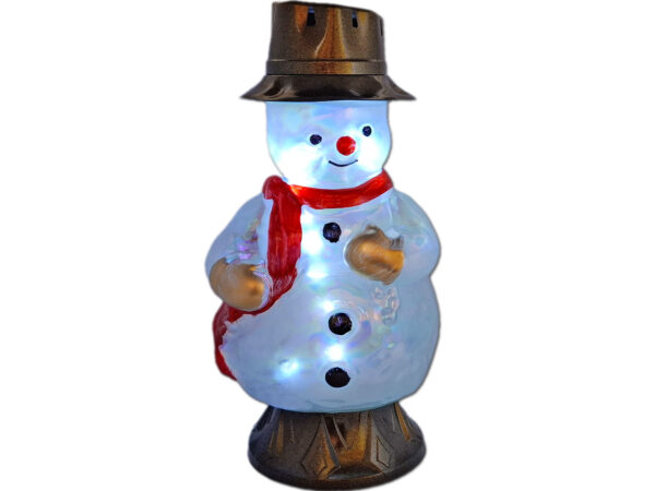 ZNICZ LAMPION FIGURKA OZDOBA BAŁWAN SZKLANY+LAMPKI LED