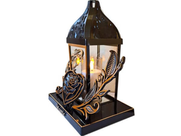 MAMA MAMIE ZNICZE LAMPION LAMPIONY NA GRÓB BAROK SERCE ZŁOTO+ŚWIECA LED