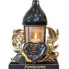 PAMIĘTAMY ZNICZE LAMPION LAMPIONY NA GRÓB BAROK SERCE ZŁOTO+ŚWIECA LED