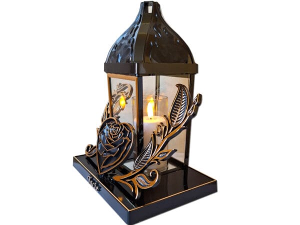 TATA TACIE ZNICZE LAMPION LAMPIONY NA GRÓB BAROK SERCE ZŁOTO+ŚWIECA LED