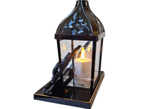 ZNICZ ZNICZE LAMPION LAMPIONY NA GRÓB BAROK SERCE ZŁOTO+ŚWIECA LED