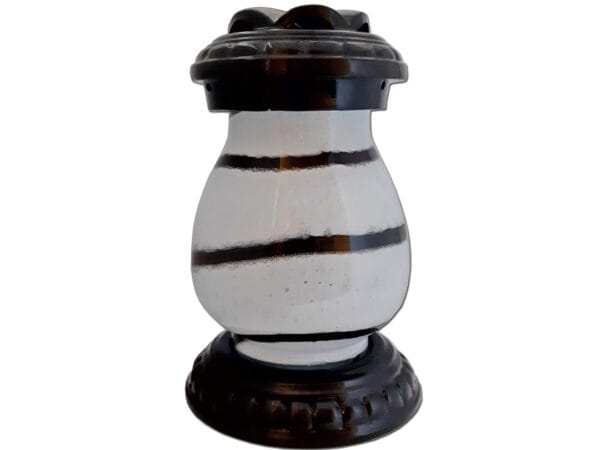 beka-cer-saturn1.jpg ZNICZ ZNICZE LAMPION NA GRÓB CERAMIKA BEKA ZEBRA BIAŁO CZARNA