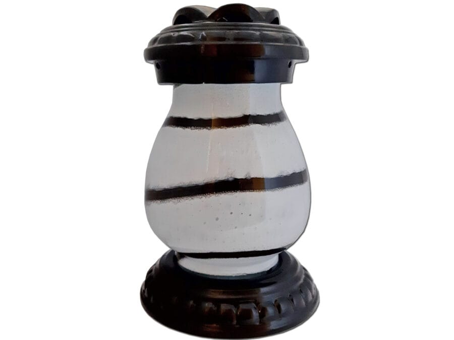 beka-cer-saturn1.jpg ZNICZ ZNICZE LAMPION NA GRÓB CERAMIKA BEKA ZEBRA BIAŁO CZARNA