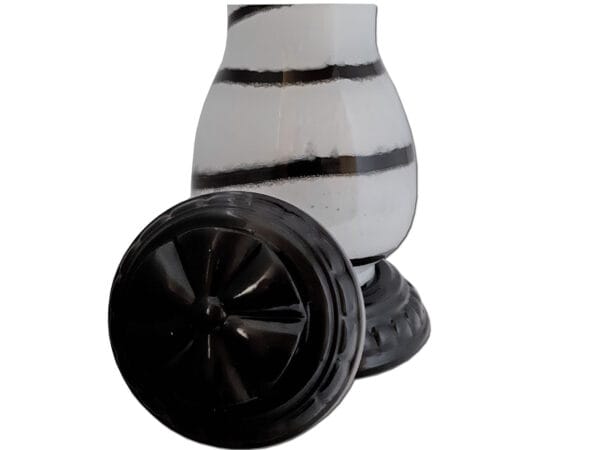 beka-cer-saturn2.jpg ZNICZ ZNICZE LAMPION NA GRÓB CERAMIKA BEKA ZEBRA BIAŁO CZARNA