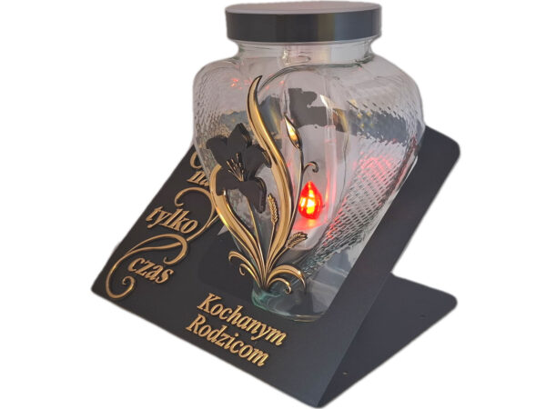 RODZICE RODZICOM ZNICZ LAMPION SOLARNY FOTOWOLTAICZNY NA GRÓB SENTENCJA SKOS