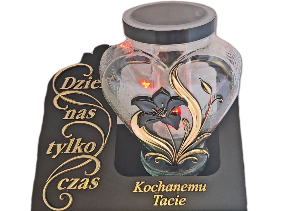 TATA TACIE ZNICZ LAMPION SOLARNY FOTOWOLTAICZNY NA GRÓB SENTENCJA SKOS