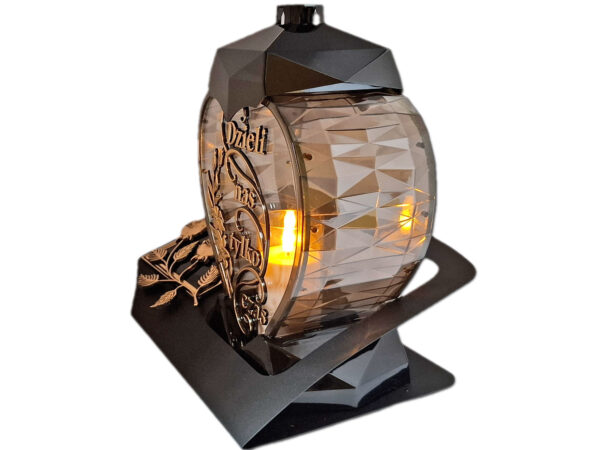 ZNICZ LAMPION NA GRÓB DZIELI SERCE ZŁOTO SKOS SENTENCJA+ ŚWIECA