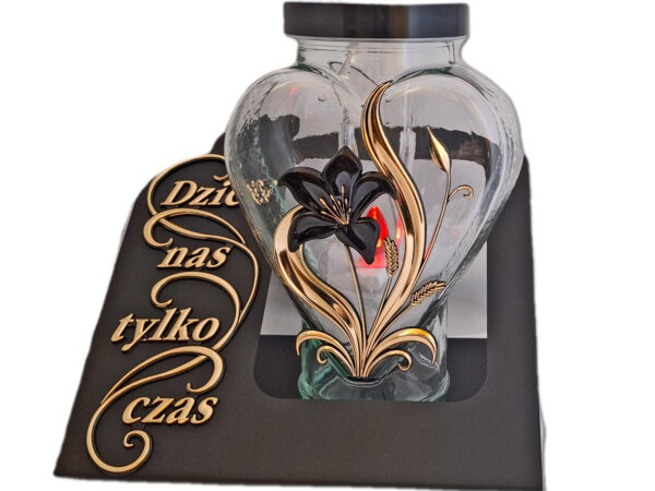 ZNICZ LAMPION SOLARNY FOTOWOLTAICZNY NA GRÓB SENTENCJA SKOS KWIAT