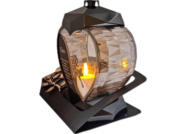 blach-tato-zlot-sw4.jpg TATA TACIE ZNICZ LAMPION NA GRÓB SERCE ZŁOTO SKOS SENTENCJA+ ŚWIECA