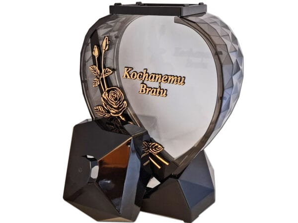 BRAT BRATU ZNICZ ZNICZE LAMPION SERCE D CZARNY RÓŻA SENTENCJA ZŁOTO