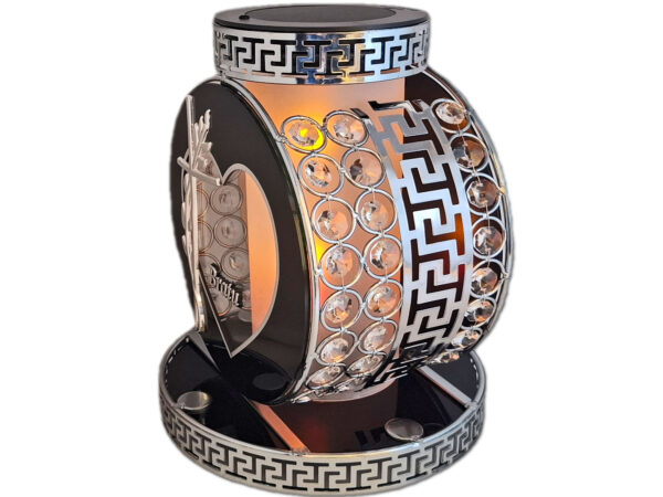 BRAT BRATU SOLAR FOTOWOLTAICZNY ZNICZ LAMPION VIP KOŁO SREBRNO-BIAŁY