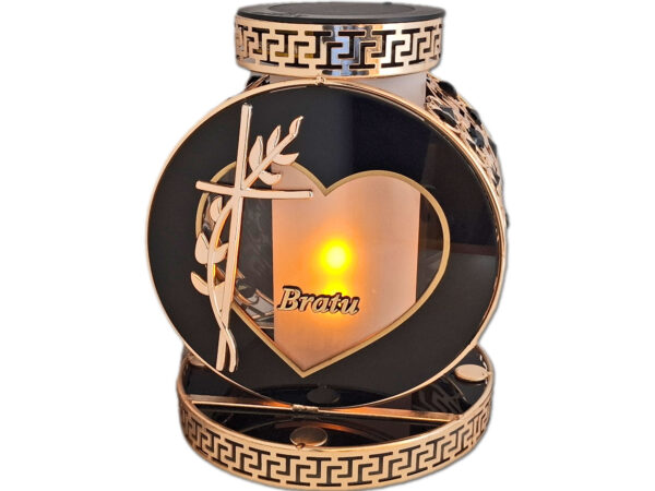 BRAT BRATU SOLAR FOTOWOLTAICZNY ZNICZ LAMPION VIP KOŁO ZŁ-CZARNE