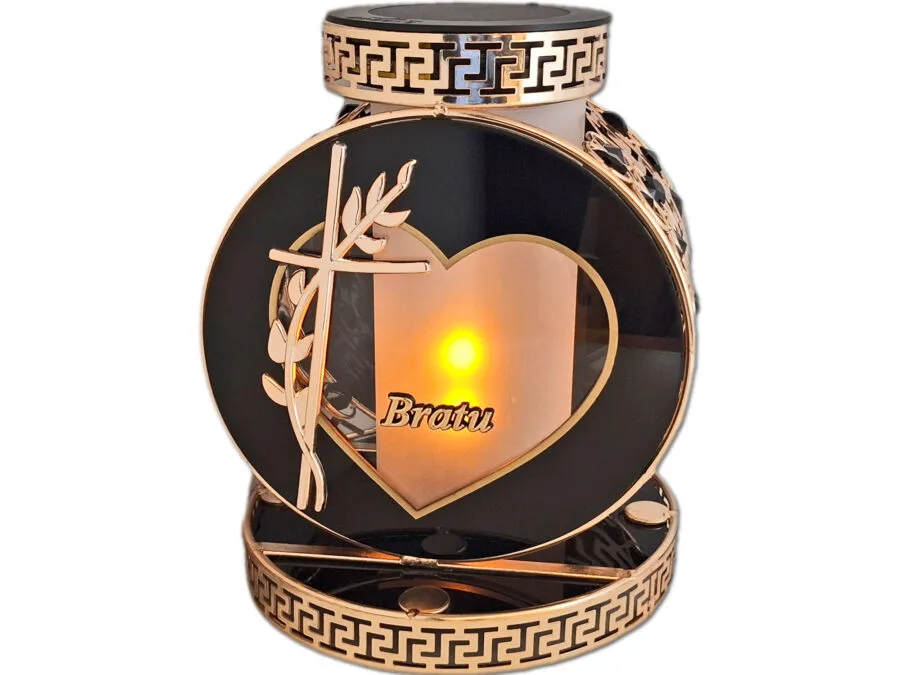 BRAT BRATU SOLAR FOTOWOLTAICZNY ZNICZ LAMPION VIP KOŁO ZŁ-CZARNE