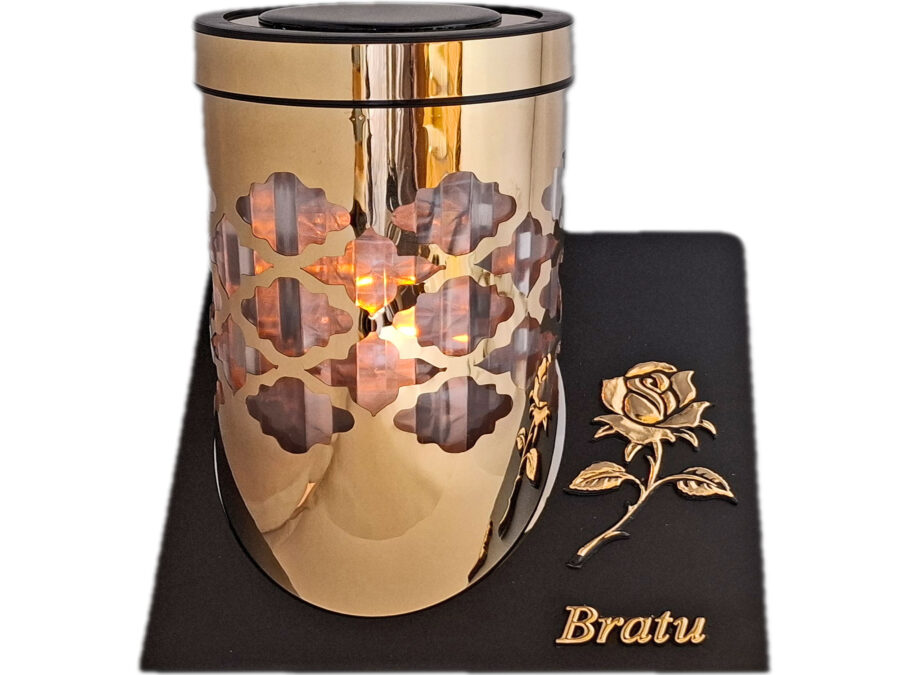 BRAT BRATU ZNICZ LAMPION SOLARNY SOLAR FOTOWOLTAICZNY TUBA RÓŻA ZŁOTO