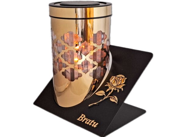 BRAT BRATU ZNICZ LAMPION SOLARNY SOLAR FOTOWOLTAICZNY TUBA RÓŻA ZŁOTO