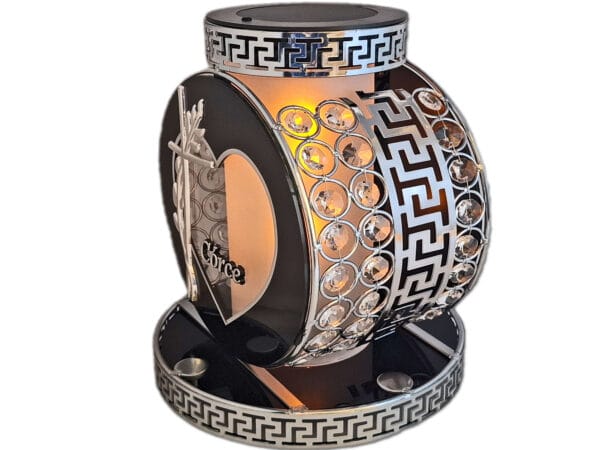 CÓRKA CÓRCE SOLAR FOTOWOLTAICZNY ZNICZ LAMPION VIP KOŁO SREBRNO-BIAŁY