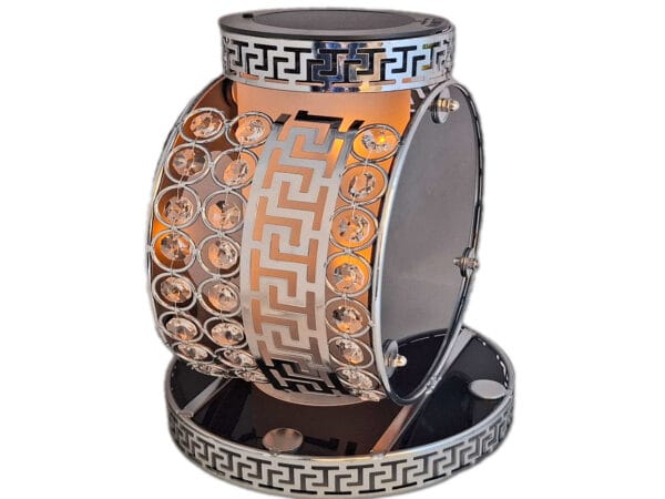 CÓRKA CÓRCE SOLAR FOTOWOLTAICZNY ZNICZ LAMPION VIP KOŁO SREBRNO-BIAŁY